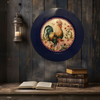 PLATE CHARGER NAVY BLUE PLASTIC ROUND DECOUPAGED Upcycled Repurposed Wall Art or Shelf Sitter HEN PINK ROSES Kitchen Decor Home Decor Wall Art Gift WEDDING - JAMsCraftCloset