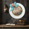 PLATE CHARGER CREAM With Brown Border PLASTIC ROUND DECOUPAGED Upcycled Repurposed Wall Art or Shelf Sitter WHERE FLOWERS BLOOM SO DOES HOPE Home Decor Gift WEDDING - JAMsCraftCloset
