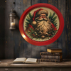 TRAY RED METAL ROUND Decoupaged Hand Painted Upcycled Repurposed Wall Art SANTA FACE - I STILL BELIEVE With Bling Home Decor Christmas Wall Art Gift - JAMsCraftCloset