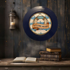 PLATE CHARGER NAVY BLUE PLASTIC ROUND DECOUPAGED Upcycled Repurposed Wall Art or Shelf Sitter WELCOME ABOARD Boat Decor Kitchen Decor Home Decor Wall Art Gift WEDDING - JAMsCraftCloset