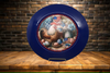 PLATE CHARGER NAVY BLUE PLASTIC ROUND DECOUPAGED Upcycled Repurposed Wall Art or Shelf Sitter HEN WITH EGGS 4TH OF JULY Decor Kitchen Decor Home Decor Wall Art Gift WEDDING - JAMsCraftCloset