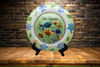 PLATE FLORAL PLASTIC ROUND DECOUPAGED Upcycled Repurposed Wall Art or Shelf Sitter HELLO SUMMER Green Red Blue Floral Home Decor Wall Art Gift WEDDING - JAMsCraftCloset