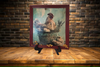 Vintage Wood Frame Decoupaged on Glass - Hen With Chicks in Pail Corn - Shelf Sitter Handmade Country Farm Decor Wall Art Gift - JAMsCraftCloset