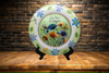 PLATE FLORAL PLASTIC ROUND DECOUPAGED Upcycled Repurposed Wall Art or Shelf Sitter LAZY DAYS OF SUMMER Green Red Blue Floral Home Decor Wall Art Gift WEDDING - JAMsCraftCloset