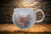 Glass PITCHER Decoupaged PINK ROSES Wedding Decor Shelf Sitter Basket Shabby Chic Victorian BoHo Home Decor Gift Idea - JAMsCraftCloset