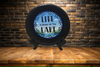 Pie Pan Metal Enamel Vintage Black LIFE IS BETTER AT THE LAKE Farmhouse Lake House Country Wall Art Handmade Decoupaged Hand Painted Repurposed Upcycled Gift Idea - JAMsCraftCloset
