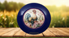 PLATE CHARGER NAVY BLUE PLASTIC ROUND DECOUPAGED Upcycled Repurposed Wall Art or Shelf Sitter HEN PINK ROSES Kitchen Decor Home Decor Wall Art Gift WEDDING - JAMsCraftCloset