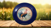PLATE CHARGER NAVY BLUE PLASTIC ROUND DECOUPAGED Upcycled Repurposed Wall Art or Shelf Sitter RISE AND SHINE ROOSTER Decor Kitchen Decor Home Decor Wall Art Gift WEDDING - JAMsCraftCloset