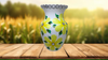 Glass WHITE Vase Decoupaged YELLOW SILK FLOWERS HAND PAINTED LEAVES and BLING Wedding Decor Shelf Sitter Floral Vase Flower Vase Gift Idea Table Decor Centerpiece Home Decor Cottage Chic Farmhouse Decor Victorian Decor - JAMsCraftCloset