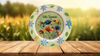 PLATE FLORAL PLASTIC ROUND DECOUPAGED Upcycled Repurposed Wall Art or Shelf Sitter HELLO SUMMER Green Red Blue Floral Home Decor Wall Art Gift WEDDING - JAMsCraftCloset