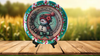 TRAY RED AQUA TEAL PLASTIC ROUND Decoupaged Hand Painted Upcycled Repurposed Wall Art SNOWMAN Home Decor Christmas Wall Art Shelf Sitter Gift - JAMsCraftCloset
