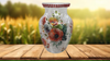 Glass VASE Decoupaged POPPIES Wedding Decor Shelf Sitter Vase Shabby Chic Victorian BoHo Decor Gift Idea - JAMsCraftCloset