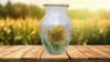 Glass VASE Decoupaged SUNFLOWERS Wedding Decor Shelf Sitter Vase Shabby Chic Victorian BoHo Decor Gift Idea - JAMsCraftCloset