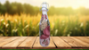 GLASS BOTTLE WHITE With Wire Cork Decoupaged PINK AND RED ROSES AND PINK PEARLS Shelf Sitter Home Decor Country Farmhouse Decor Wedding Decor Gift Idea - JAMsCraftCloset