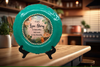 PLATE CHARGER TEAL AQUA PLASTIC ROUND DECOUPAGED Upcycled Repurposed Wall Art EVERY LOVE STORY IS BEAUTIFUL Home Decor Wall Art Gift WEDDING - JAMsCraftCloset