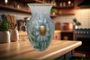 Glass VASE Decoupaged DAISIES Wedding Decor Shelf Sitter Vase Shabby Chic Victorian BoHo Decor Gift Idea - JAMsCraftCloset