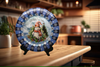 PLATE PLASTIC ROUND Blue and White DECOUPAGED Upcycled Repurposed Wall Art or Shelf Sitter I'D MELT FOR YOU Christmas Holiday Snowman Home Decor Wall Art Gift WEDDING - JAMsCraftCloset