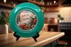 PLATE CHARGER TEAL AQUA PLASTIC ROUND DECOUPAGED Upcycled Repurposed Wall Art or Shelf Sitter WITH YOU I AM HOME Home Decor Wall Art Gift WEDDING - JAMsCraftCloset