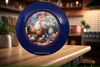 PLATE CHARGER NAVY BLUE PLASTIC ROUND DECOUPAGED Upcycled Repurposed Wall Art or Shelf Sitter HEN WITH EGGS 4TH OF JULY Decor Kitchen Decor Home Decor Wall Art Gift WEDDING - JAMsCraftCloset