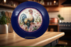 PLATE CHARGER NAVY BLUE PLASTIC ROUND DECOUPAGED Upcycled Repurposed Wall Art or Shelf Sitter HEN PINK ROSES Kitchen Decor Home Decor Wall Art Gift WEDDING - JAMsCraftCloset