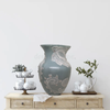 Glass VASES MOSS GREEN DAWN BLUE CASHEW TAN Decoupaged LACE and BLING Wedding Decor Shelf Sitter Lace Vase Shabby Chic Victorian BoHo Decor Gift Idea - JAMsCraftCloset