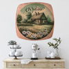 SQUARE Plastic PLATE Farmhouse Country Wall Art Shelf Sitter Decoupage FARMHOUSE DAISIES - WELCOME Handmade Gift Idea Crafters Delight - JAMsCraftCloset