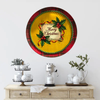 TRAY RED PLAID PLASTIC ROUND Decoupaged Hand Painted Upcycled Repurposed MERRY CHRISTMAS YELLOW BACKGROUND Home Decor Christmas Wall Art Shelf Sitter Gift - JAMsCraftCloset