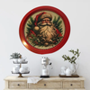 TRAY RED METAL ROUND Decoupaged Hand Painted Upcycled Repurposed Wall Art SANTA FACE - I STILL BELIEVE With Bling Home Decor Christmas Wall Art Gift - JAMsCraftCloset