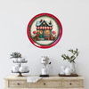 TRAY RED GREEN PLASTIC ROUND Decoupaged Hand Painted Upcycled Repurposed Wall Art CHRISTMAS LOLLIPOP HOUSE Home Decor Christmas Wall Art Shelf Sitter Gift - JAMsCraftCloset
