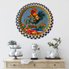 Metal Round RED, WHITE, and BLUE TRAY Farmhouse Country HEN WITH WATERING CAN Design Wall Art Country Farmhouse Decor Handmade Kitchen or Coffee Bar Decor Gift Idea &nbsp;- JAMsCraftCloset