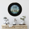 Pie Pan Metal Enamel Vintage Black LIFE IS BETTER AT THE LAKE Farmhouse Lake House Country Wall Art Handmade Decoupaged Hand Painted Repurposed Upcycled Gift Idea - JAMsCraftCloset