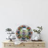 Round Glass Plate Reverse Decoupaged EASTER Holiday WISHES FOR A BRIGHT AND BLESSED EASTER Farmhouse Country Shelf Sitter Handmade Gift Idea &nbsp;- JAMsCraftCloset