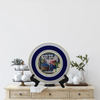 Glass PLATE Round IT IS OK TO BE A LITTLE BLUE - BLUEBERRIES Country Farmhouse Kitchen Shelf Sitter Handmade Decoupaged Repurposed Upcycled Birthday Gift Idea - JAMsCraftCloset
