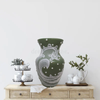 Glass VASES MOSS GREEN DAWN BLUE CASHEW TAN Decoupaged LACE and BLING Wedding Decor Shelf Sitter Lace Vase Shabby Chic Victorian BoHo Decor Gift Idea - JAMsCraftCloset