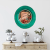 PLATE CHARGER TEAL AQUA PLASTIC ROUND DECOUPAGED Upcycled Repurposed Wall Art or Shelf Sitter WITH YOU I AM HOME Home Decor Wall Art Gift WEDDING - JAMsCraftCloset
