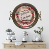 TRAY SILVER METAL With GOLD Handles Mid-Century Modern ROUND Decoupaged Hand Painted Upcycled Repurposed Wall Art or Shelf Sitter WITH YOU I AM HOME Home Decor Gift - JAMsCraftCloset