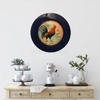 PLATE CHARGER NAVY BLUE PLASTIC ROUND DECOUPAGED Upcycled Repurposed Wall Art or Shelf Sitter RISE AND SHINE ROOSTER Decor Kitchen Decor Home Decor Wall Art Gift WEDDING - JAMsCraftCloset