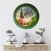 TRAY GREEN PLASTIC ROUND Decoupaged Hand Painted Upcycled Repurposed BEACH SCENE - MOST WONDERFUL TIME OF THE YEAR Home Decor Christmas Wall Art Shelf Sitter Gift - JAMsCraftCloset