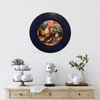 PLATE CHARGER NAVY BLUE PLASTIC ROUND DECOUPAGED Upcycled Repurposed Wall Art or Shelf Sitter HEN WITH EGGS 4TH OF JULY Decor Kitchen Decor Home Decor Wall Art Gift WEDDING - JAMsCraftCloset