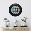 PLATE CHARGER NAVY BLUE PLASTIC ROUND DECOUPAGED Upcycled Repurposed Wall Art or Shelf Sitter EAT Kitchen Decor Home Decor Wall Art Gift WEDDING - JAMsCraftCloset