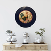 PLATE CHARGER NAVY BLUE PLASTIC ROUND DECOUPAGED Upcycled Repurposed Wall Art or Shelf Sitter HEN PINK ROSES Kitchen Decor Home Decor Wall Art Gift WEDDING - JAMsCraftCloset
