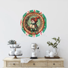TRAY RED AQUA TEAL PLASTIC ROUND Decoupaged Hand Painted Upcycled Repurposed Wall Art SNOWMAN Home Decor Christmas Wall Art Shelf Sitter Gift - JAMsCraftCloset