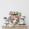 Glass WHITE Vase Decoupaged PINK ROSES and PINK and GREEN BOW AND FLOWER Wedding Decor Shelf Sitter Floral Vase Flower Vase Gift Idea Table Decor Centerpiece Home Decor Cottage Chic Farmhouse Decor Victorian Decor - JAMsCraftCloset