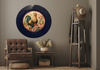 PLATE CHARGER NAVY BLUE PLASTIC ROUND DECOUPAGED Upcycled Repurposed Wall Art or Shelf Sitter HEN PINK ROSES Kitchen Decor Home Decor Wall Art Gift WEDDING - JAMsCraftCloset