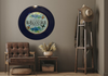 PLATE CHARGER NAVY BLUE PLASTIC ROUND DECOUPAGED Upcycled Repurposed Wall Art or Shelf Sitter WELCOME Decor Kitchen Decor Home Decor Wall Art Gift WEDDING - JAMsCraftCloset
