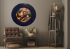PLATE CHARGER NAVY BLUE PLASTIC ROUND DECOUPAGED Upcycled Repurposed Wall Art or Shelf Sitter HEN WITH EGGS 4TH OF JULY Decor Kitchen Decor Home Decor Wall Art Gift WEDDING - JAMsCraftCloset