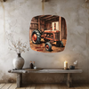 SQUARE Plastic PLATE Farmhouse Country Wall Art Shelf Sitter Decoupage ANTIQUE TRACTOR - READY FOR WORK Handmade Gift Idea Crafters Delight - JAMsCraftCloset