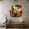 SQUARE Plastic PLATE Farmhouse Country Wall Art Shelf Sitter Decoupage ANTIQUE WATER PUMP - GOOD MORNING Handmade Gift Idea Crafters Delight - JAMsCraftCloset