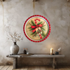 TRAY WHITE and RED METAL ROUND Decoupaged Hand Painted Upcycled Repurposed Wall Art CANDY CANE MERRY CHRISTMAS Home Decor Christmas Wall Art Gift - JAMsCraftCloset