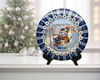 PLATE PLASTIC ROUND Blue and White DECOUPAGED Upcycled Repurposed Wall Art or Shelf Sitter I'D MELT FOR YOU 2 Christmas Holiday Snowman Home Decor Wall Art Gift WEDDING- JAMsCraftCloset